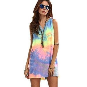 Tie Dye Casual Swing Tee Shirt Dress, Sz. S
